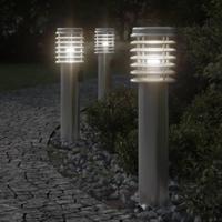 VidaXL Buitenvloerlampen 3 st stopcontact 60 cm roestvrijstaal zilver - thumbnail