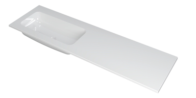 INK Faktor Wastafel Polystone Links Zonder Kraangat - 1600x450x15 mm - Glans Wit