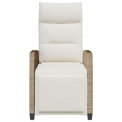 Verstelbare tuinstoel met bijzettafel poly rattan beige Verstelbare tuinstoel met bijzettafel poly rattan beige