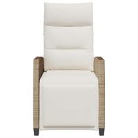 Verstelbare tuinstoel met bijzettafel poly rattan beige - thumbnail