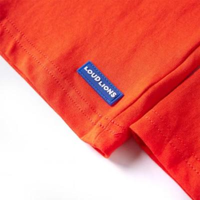 Kindershirt met lange mouwen racewagenprint 128 felroranje - thumbnail