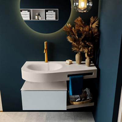 MONDIAZ RIVA 100cm badmeubel onderkast / planchet kleur Clay met 1 lade. Wastafel DULCET links 1 kraangat kleur Linen. MONDIAZ RIVA 100cm badmeubel onderkast / planchet kleur Clay met 1 lade. Wastafel DULCET links 1 kraangat kleur Linen.