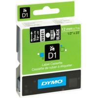 Dymo D1 tape 12 mm, wit op zwart - thumbnail