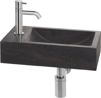 Saqu Nature Collection fonteinset met chromen kraan links natuursteen Saqu Nature Collection fonteinset met chromen kraan links natuursteen