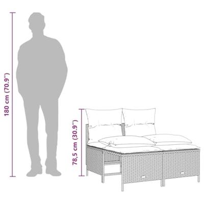 4-delige Loungeset met kussens poly rattan beige 4-delige Loungeset met kussens poly rattan beige