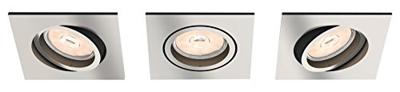 Philips Set vierkante inbouwspotsDonegal (3x) GU10 mat chroom - 5040317PN