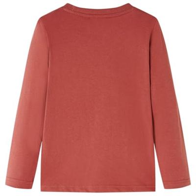 Kindershirt met lange mouwen motorprint 92 hennakleurig