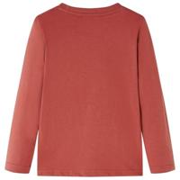 Kindershirt met lange mouwen motorprint 92 hennakleurig - thumbnail