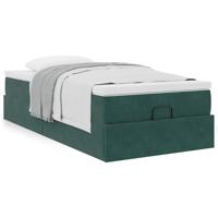 Ottoman bed met matras 80x200cm fluweel donkergroen - thumbnail