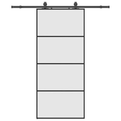 Schuifdeur met beslagset 90x205 cm ESG glas zwart