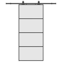 Schuifdeur met beslagset 90x205 cm ESG glas zwart - thumbnail