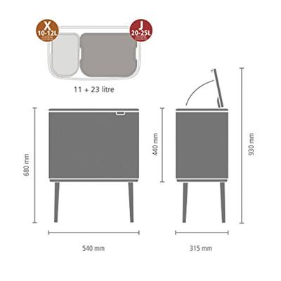 brabantia Bo Touch Bin 31 62 03 Afvalbak 34 l Staal (l x b x h) 312 x 540 x 680 mm Zwart 1 stuk(s) - thumbnail