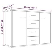 Dressoir 88x30x65 cm bewerkt hout bruineikenkleurig - thumbnail