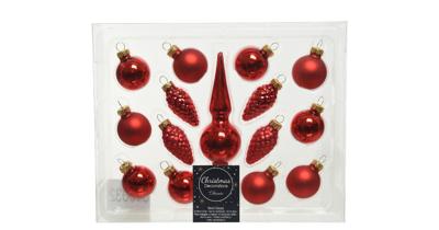 Decoris kerstballen piek glas 15st kerstrood Decoris kerstballen piek glas 15st kerstrood