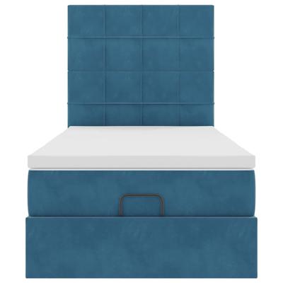 Ottoman bed met matrassen 80x200cm fluweel donkerblauw