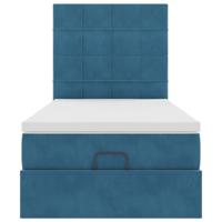 Ottoman bed met matrassen 80x200cm fluweel donkerblauw - thumbnail