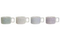 Set van koffiekopjes DKD Home Decor Groen Hemelsblauw Lila Metaal Bamboe Dolomite 260 ml - thumbnail