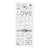 Creativ Company Stickers, love, vel 10x24 cm, ca. 14 stuk, zilver, 1 vel - thumbnail