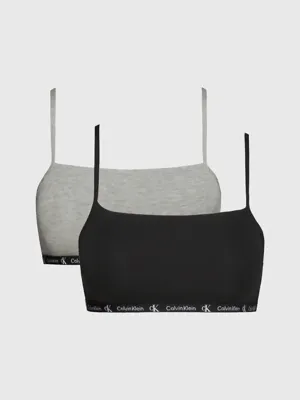 Calvin Klein 2-Pack bralette katoen zonder Beugel - CK96 - Dames bh topje met verstelbare spaghetti bandjes