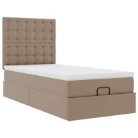 Ottomaanse bed met matras 90x200cm kunstleer cappuccinokleurig - thumbnail