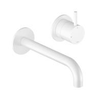 Inbouw Wastafelkraan Hotbath Cobber 18 cm Gebogen Uitloop 1-Hendel Mat Wit - thumbnail