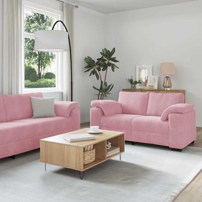 3-delige Loungeset met kussens fluweel roze