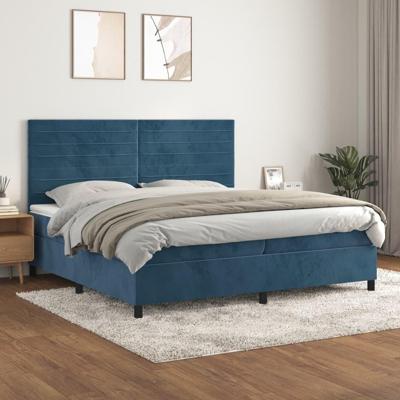 Boxspring met matras fluweel donkerblauw 200x200 cm