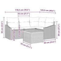 Tuinbankenset met opslag 5 pcs Beige en Crème poly rattan - thumbnail