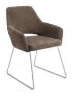 Jesper Home Yanai eetkamerstoel Checked Chestnut slide steel - thumbnail