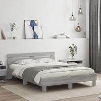 Bedframe met hoofdeinde en LED grijs sonoma eiken 140x190 cm - thumbnail