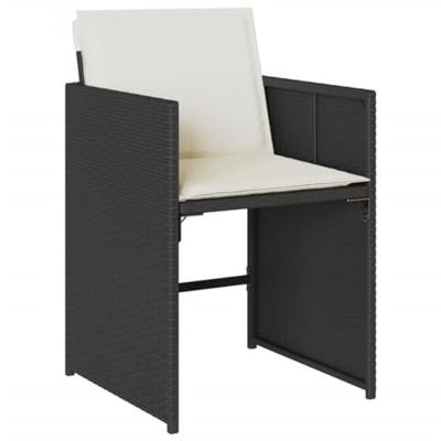 Tuinstoelen 4 st met kussens poly rattan zwart - thumbnail