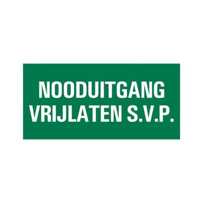 Bord Nooduitgang vrijlaten - 150x300 mm.