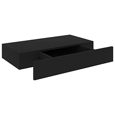 Wandschap met lade zwevend 48x25x8 cm zwart - thumbnail