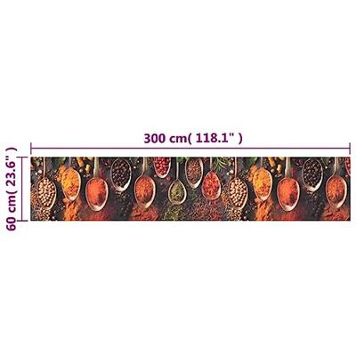 Keukenmat wasbaar lepel- en kruidenprint 60x300 cm fluweel