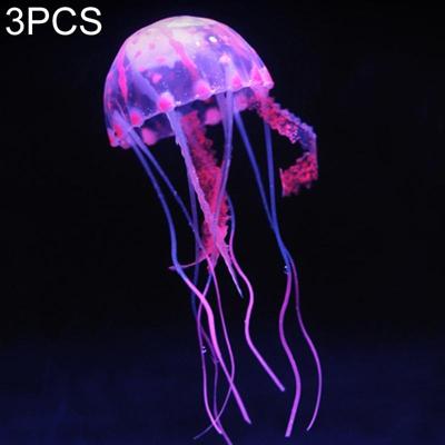 3 STKS aquarium artikelen decoratie silicone simulatie fluorescerende sucker kwallen grootte: 8 * 20cm (roze)