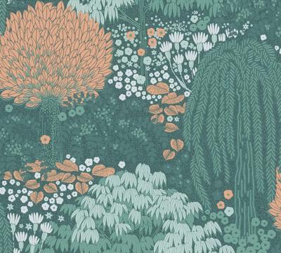 Livingwalls Famous Garden - Petrol - Floraal - 393503