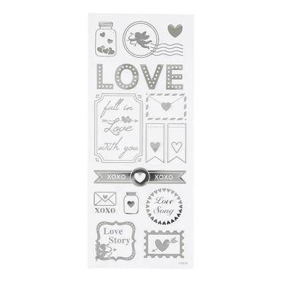 Creativ Company Stickers zilver love, 1 vel