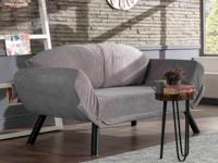 Converteerbare zetel GENNARO 2 plaatsen stof grijs - thumbnail