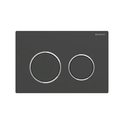 Drukplaat Geberit Omega 20 voor 2-toets Spoeling Glansverchroomde Ringen Mat Zwart Drukplaat Geberit Omega 20 voor 2-toets Spoeling Glansverchroomde Ringen Mat Zwart