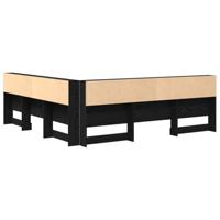 Opberghoofdbord met plank Zwart eiken 180 cm Bewerkt hout - thumbnail