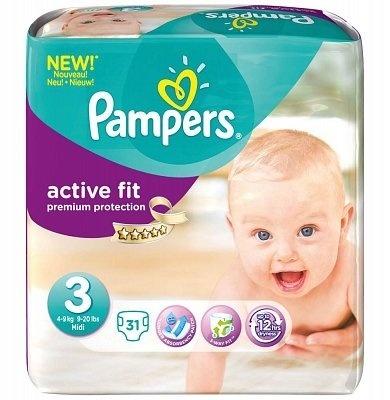 Pampers Pampers Active Fit Midi Midpack 3 4-9 Kg- 31 Stuks Pampers Pampers Active Fit Midi Midpack 3 4-9 Kg- 31 Stuks