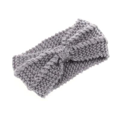 Winter gebreide hoofdband tulband vrouwen haak boog brede stretch Hairband hoofd wrap (grijs)