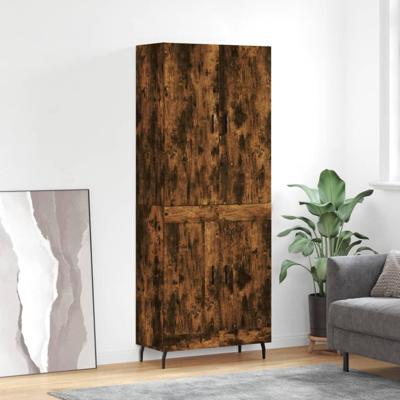 Hoge kast 69,5x34x180 cm bewerkt hout gerookt eikenkleurig