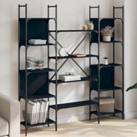 Boekenkast 155,5x24x166,5 cm bewerkt hout zwart - thumbnail