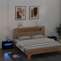 Nachtkastjes 2 st met LED-verlichting 60x35x40 cm zwart - thumbnail