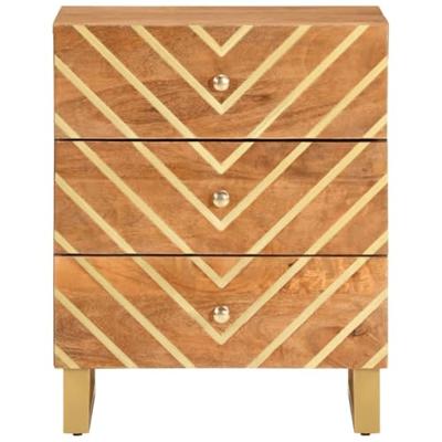 Nachtkastje 50x33x60 cm massief mangohout bruin en zwart