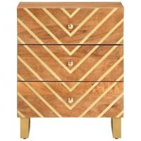 Nachtkastje 50x33x60 cm massief mangohout bruin en zwart - thumbnail