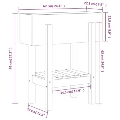 Plantenbak 62x30x69 cm massief grenenhout wit