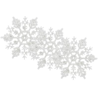 Sneeuwvlok plastic glitter 10 cm wit 12st Kerst Decoris - Decoris