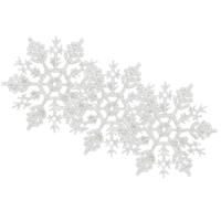 Sneeuwvlok plastic glitter 10 cm wit 12st Kerst Decoris - Decoris - thumbnail